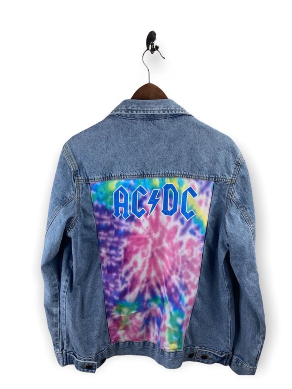 AC/DC Denim Jacket Back Tie Dye Detail